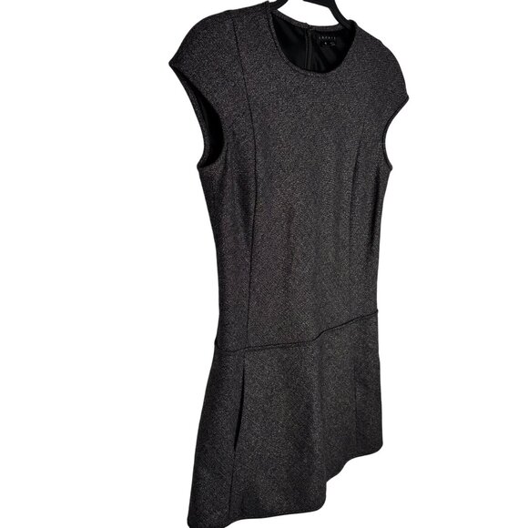 Theory Metallic Thread Dropped Waist Dress Sz 4 Pockets Olpia Harlequin Workwear - Picture 10 of 10